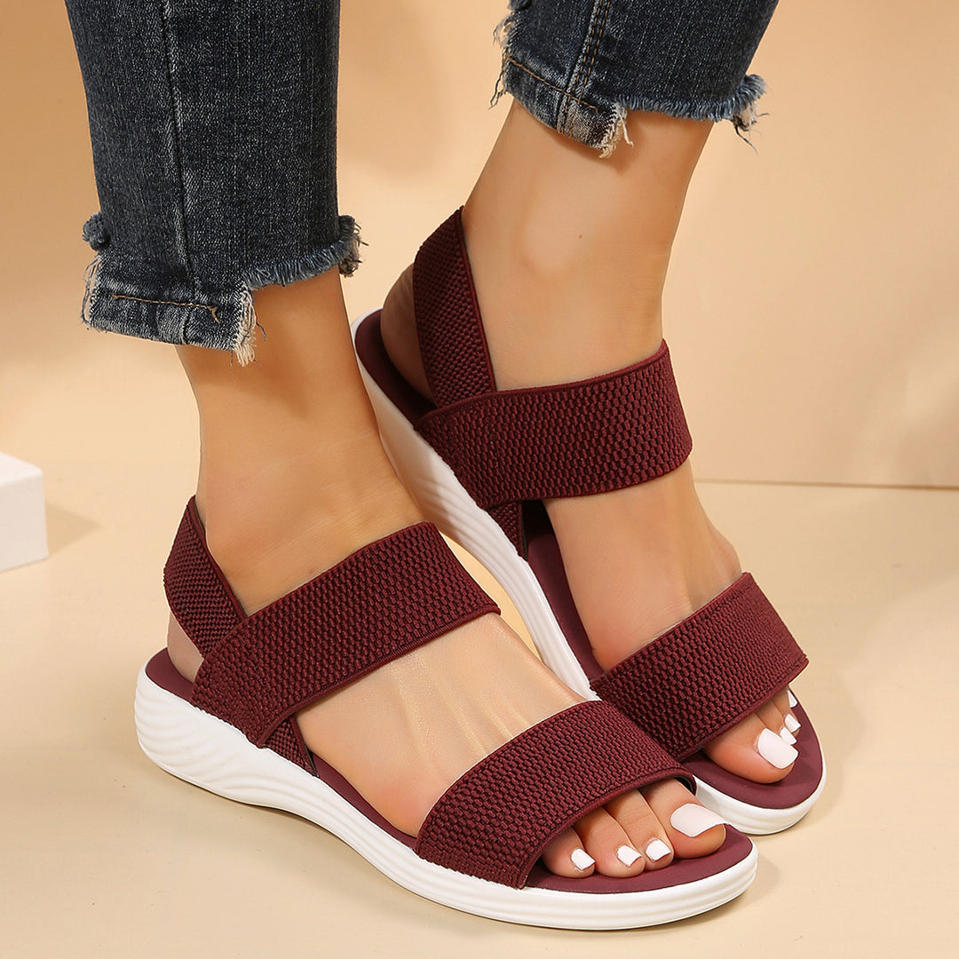 Damen Strick‑Sandalen mit elastischen Riemen und dämpfender Plateau‑Sohle Echo Archiv