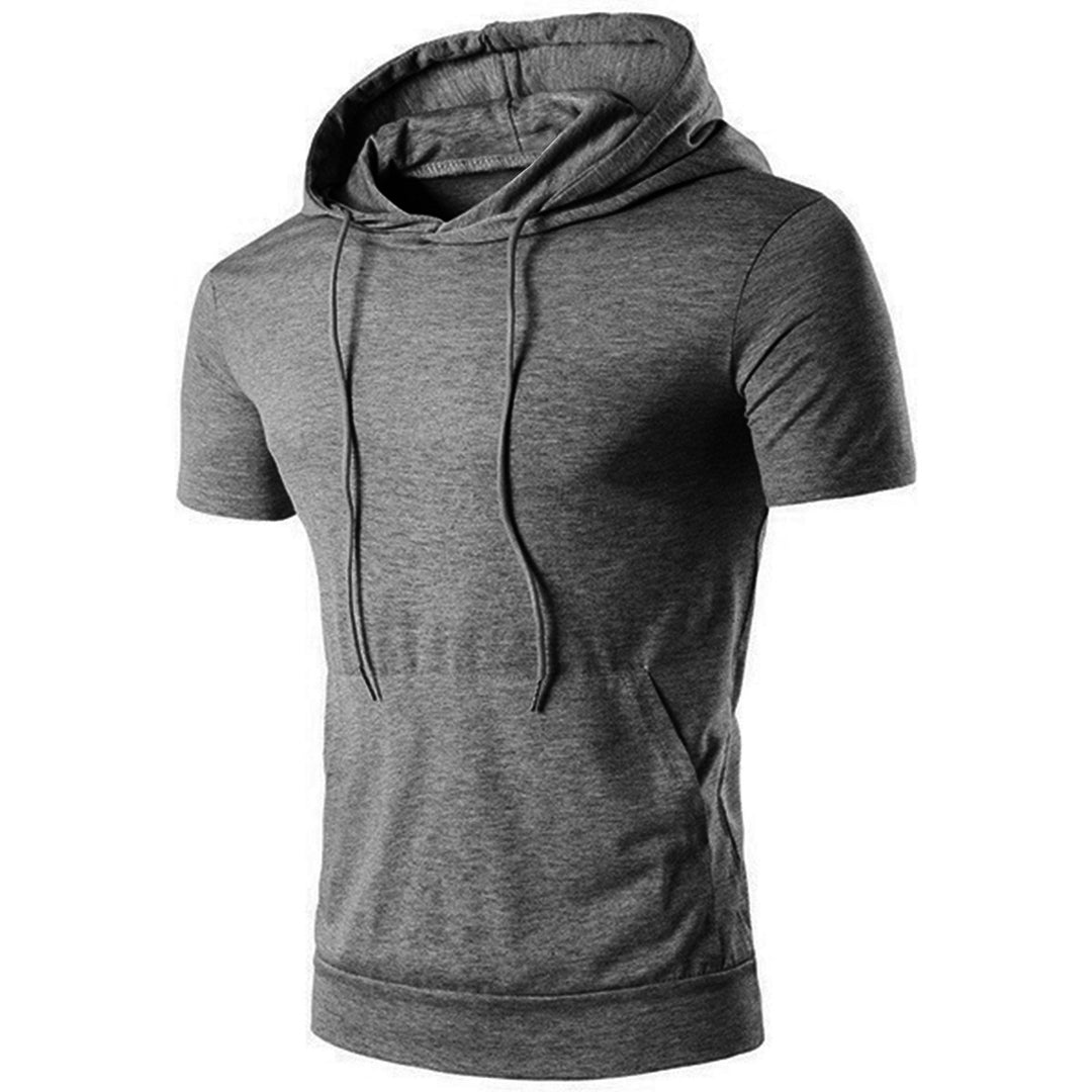 Herren Kurzarm Hoodie mit lässigem Schnitt und praktischer Kängurutasche Echoarchiv