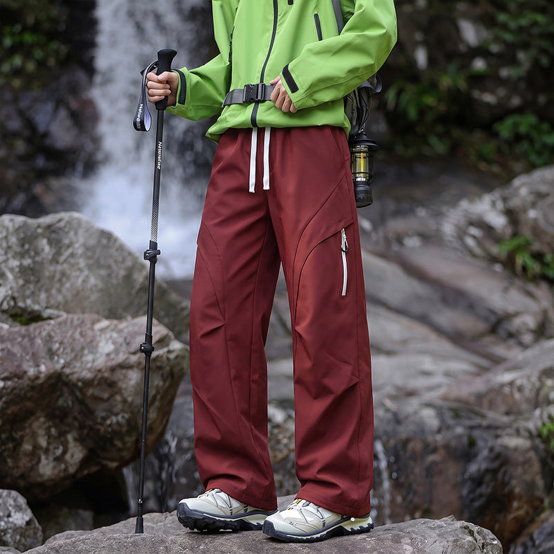 Unisex Wasserabweisende technische Cargo-Hose mit weitem Bein, Reißverschlusstaschen und Kordelzug Echo Archiv
