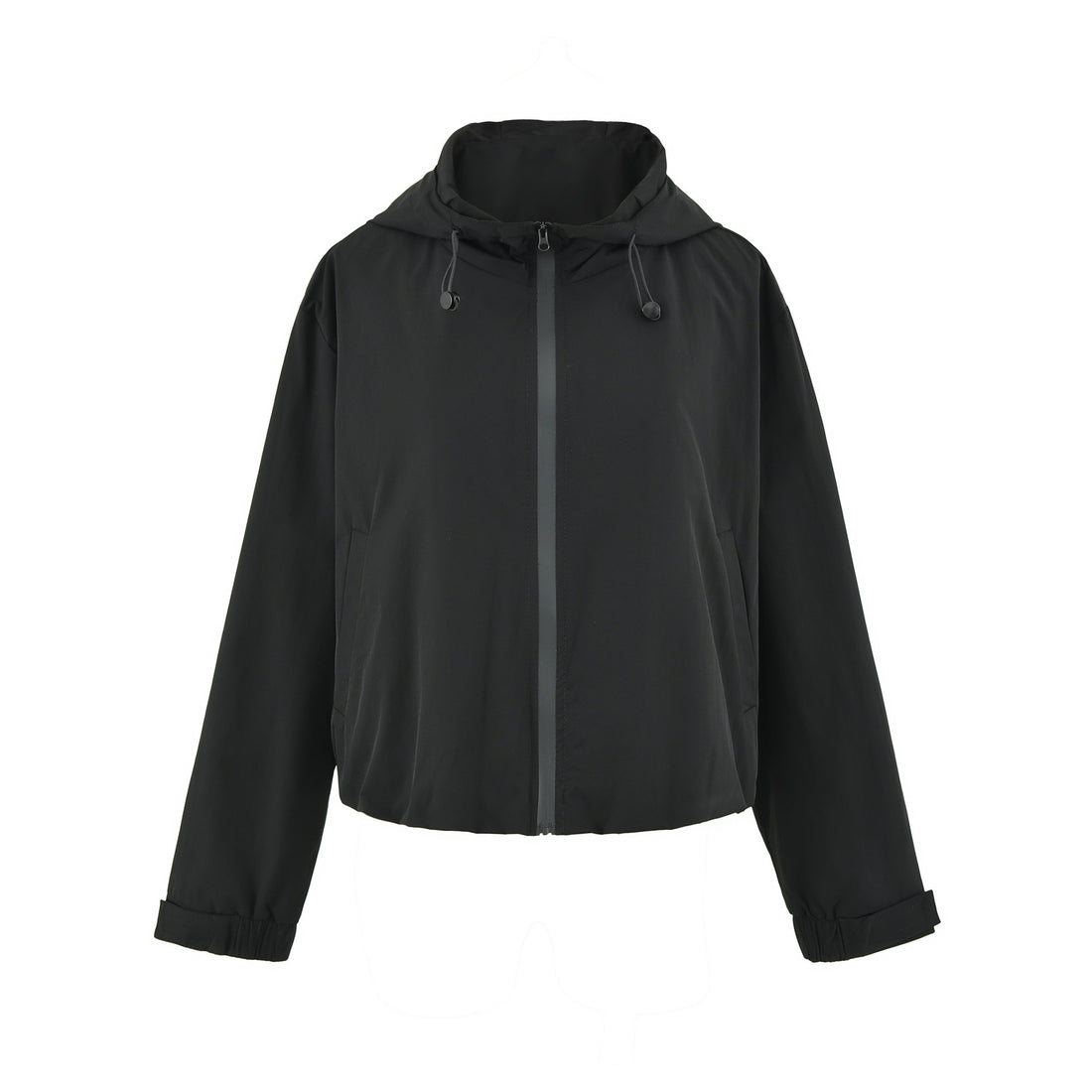 Damen Cropped Übergangsjacke mit Kapuze, Tunnelzug und elastischem Saum Echoarchiv