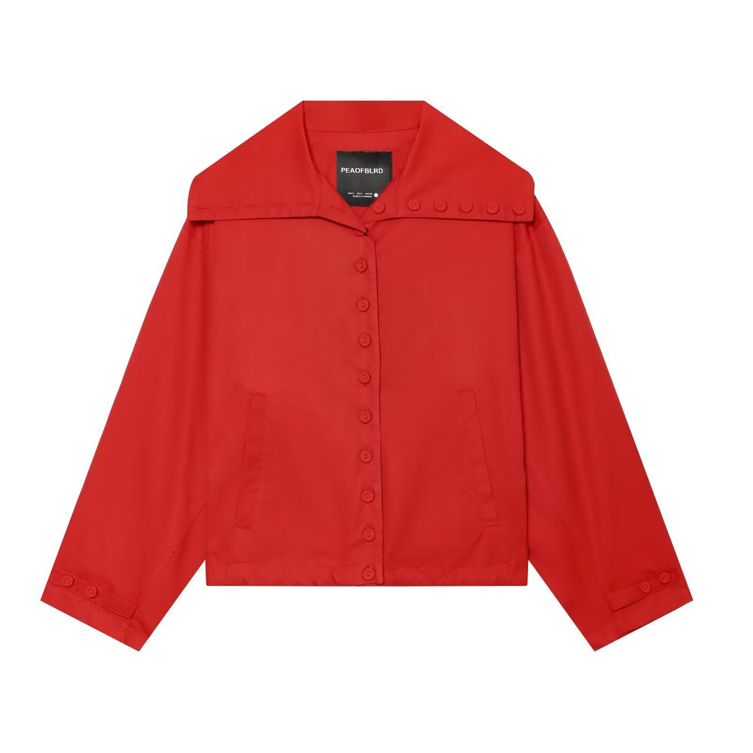 Damen Leichte Hemdjacke mit übergroßem Kragen, durchgehender Knopfleiste und aufgesetzten Taschen Echo Archiv
