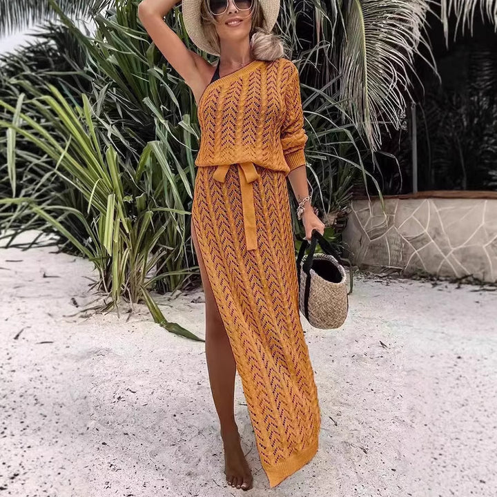 Damen Sommerliches Maxi-Kleid mit asymmetrischem Schnitt und lässigem Bindegürtel Echo Archiv