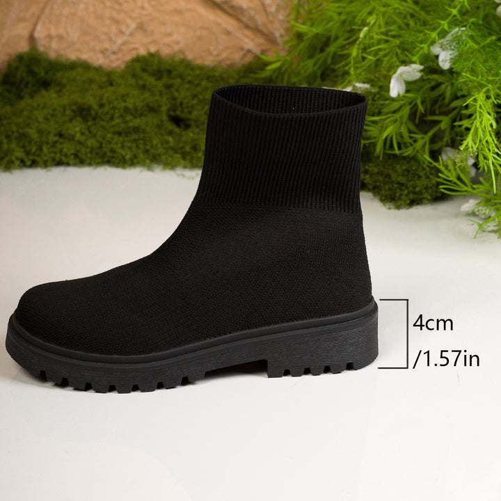 Damen nan gestrickte Sock-Stiefelette mit elastischem Rippbund stoßdämpfender Leichtsohle und robustem Traktorprofil Echo Archiv