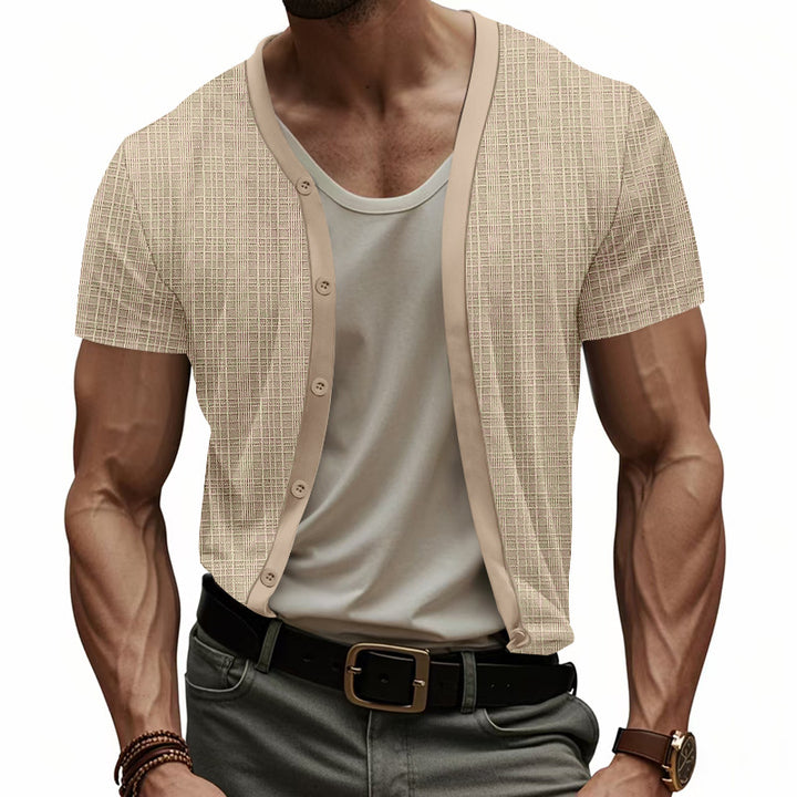 Herren kurzärmliges Cardigan Hemd Echoarchiv
