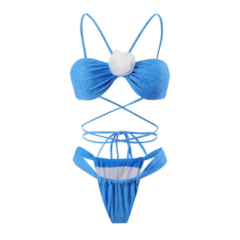 Damen Triangel-Bikini mit floralen Akzenten und schimmerndem Obermaterial Echo Archiv