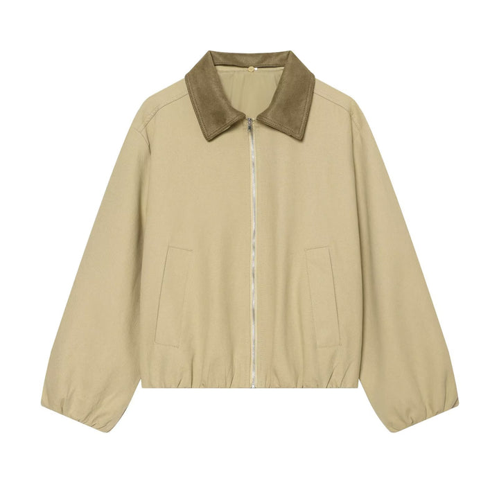 Damen Kurzblouson im Boxy‑Look mit Velourskragen und elastischem Saum Echo Archiv