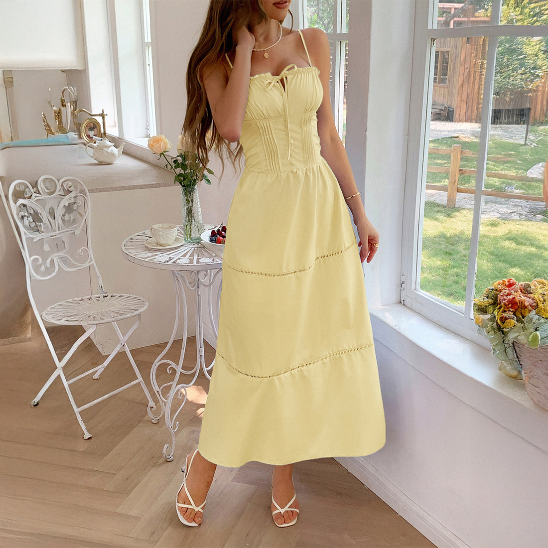 Damen Luftiges Sommerkleid mit Rüschendetails und Kordelzug – Lunéa