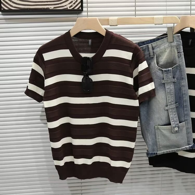 Herren Gestreiftes Kurzarm-Shirt Echoarchiv