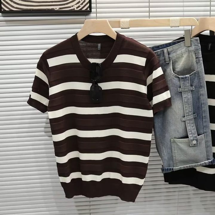 Herren Gestreiftes Kurzarm-Shirt Echoarchiv