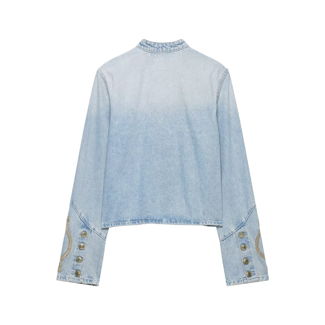 Damen Kurzer Denim-Militärblouson mit dekorativen Kordeln und Stehkragen Echo Archiv