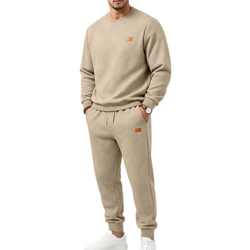 Herren Gemustertes Komfort-Sweatset mit Rundhals-Sweatshirt und Kordel-Jogginghose Echoarchiv