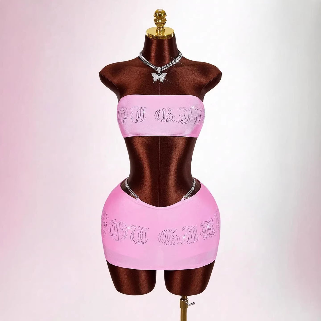 Damen Bandeau Top mit funkelndem Schriftzug Echo Archiv