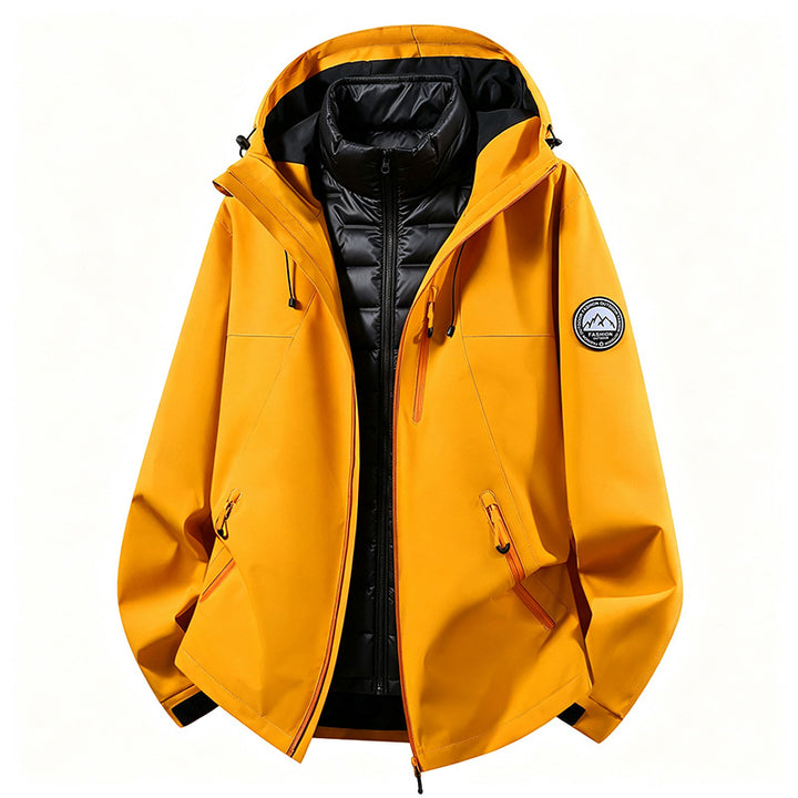 Unisex nicht wasserdichte dreiteilige Softshell-Jacke mit abnehmbarer gestepptem Innenjacke und Kapuze – Taviero