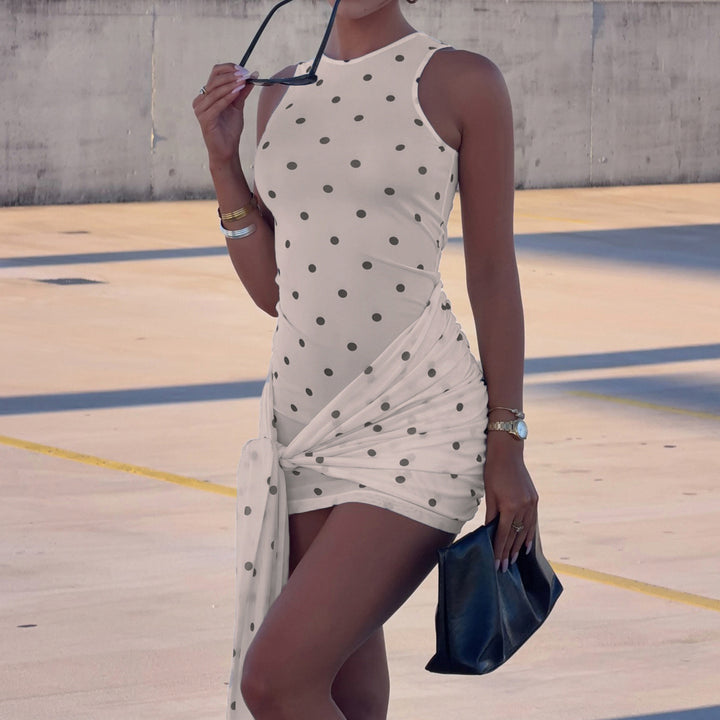 Damen Mini-Kleid mit Rüschendetails und modernen Punktmustern Echo Archiv