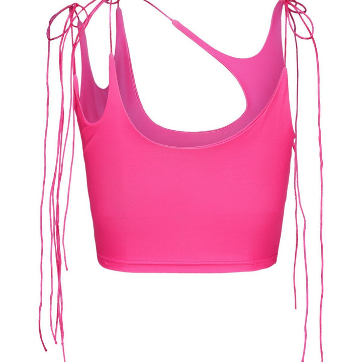 Damen Crop-Top mit einseitigem Cut-Out und trendigen Bändern Echo Archiv
