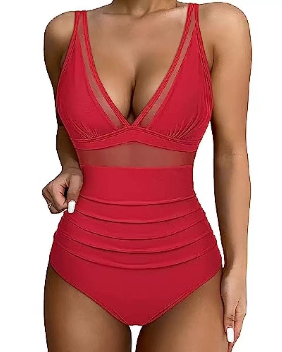 Damen Hochtaillierter Bikini mit transparenten Einsätzen Echo Archiv