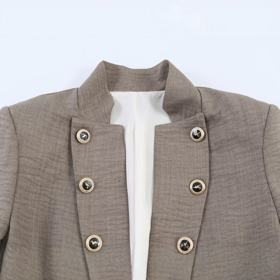 Damen Kurzblazer mit Stehkragen, doppelreihiger Zierknopfleiste und taillierter Silhouette Echo Archiv