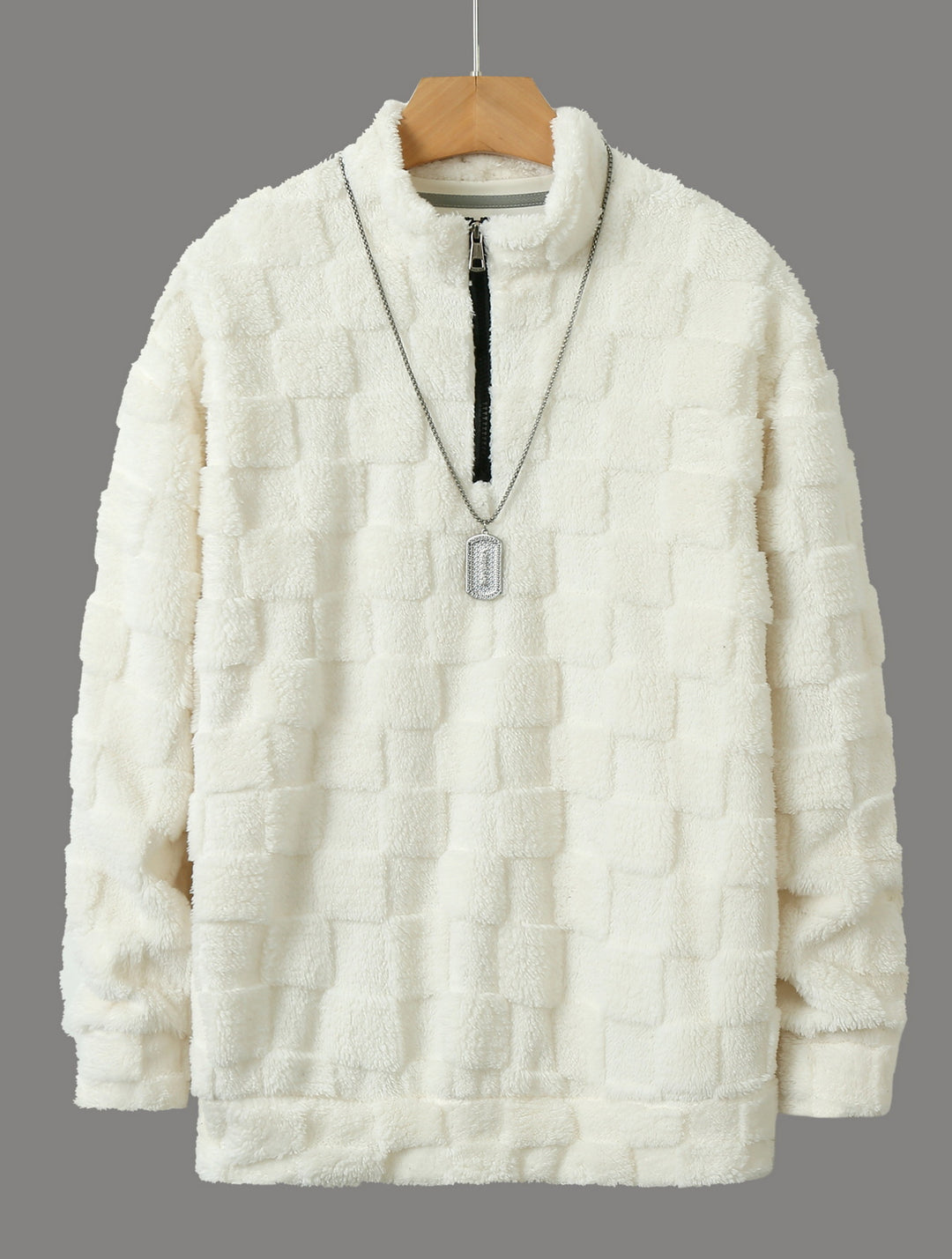 Herren Fleece-Pullover mit durchgehendem Reißverschluss und strukturiertem Design Echoarchiv