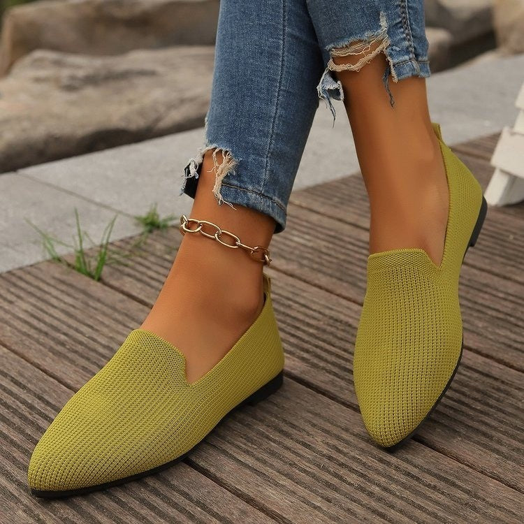 Damen Strick-Loafer mit spitzer Kappe und elastischem Einstieg Echoarchiv