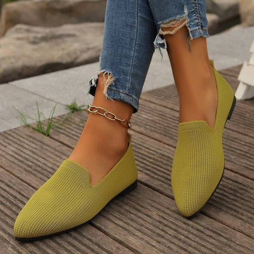 Damen Strick-Loafer mit spitzer Kappe und elastischem Einstieg Echoarchiv