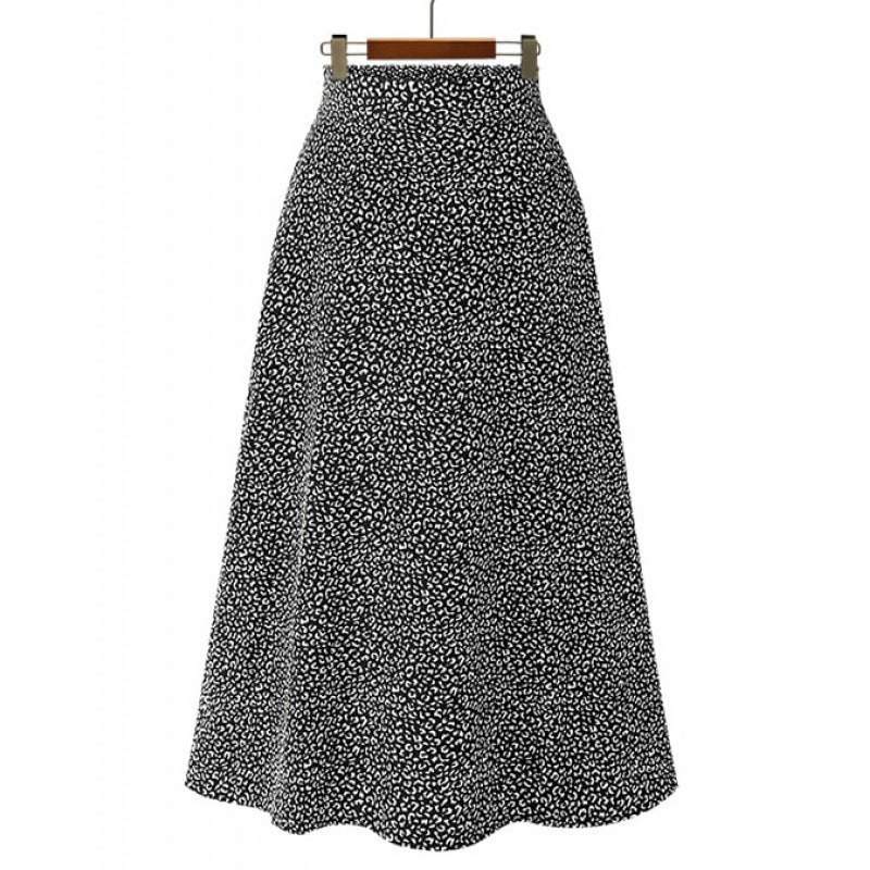 Damen hochtaillierter A-Linien Midirock aus Bouclé-Strick – Rosévia