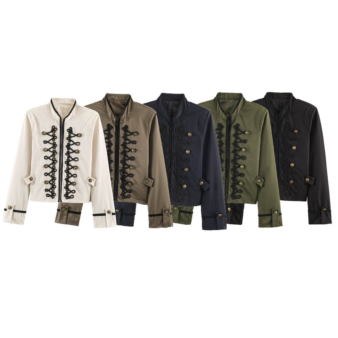 Damen Kurzblouson im Militärstil mit ornamentaler Kordel- und Knopfverzierung Echo Archiv