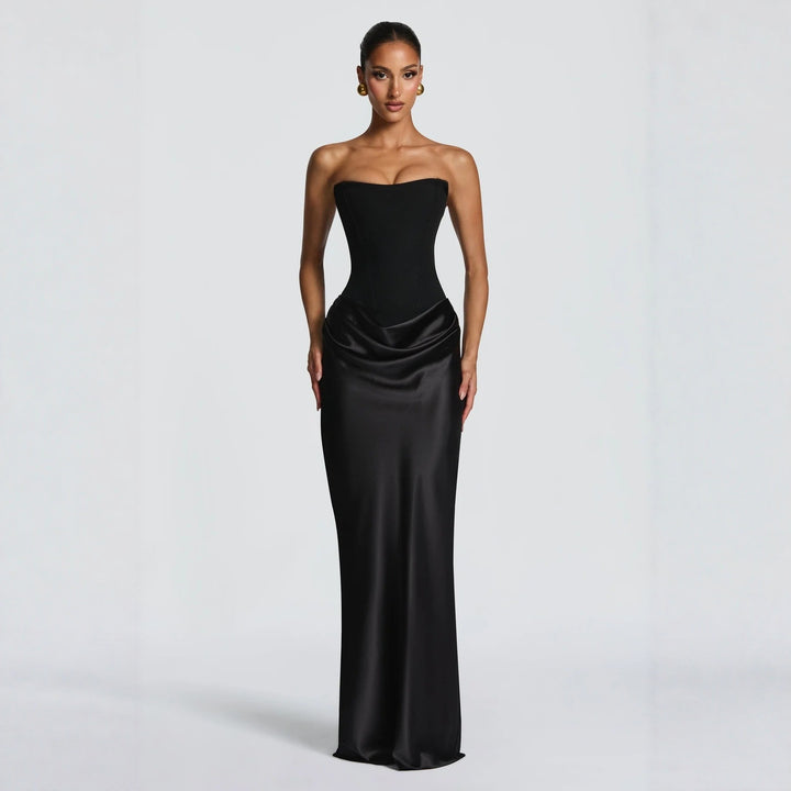 Damen Hochwertiges Abendkleid mit elegantem Bustier-Oberteil und drapiertem Rock Echo Archiv