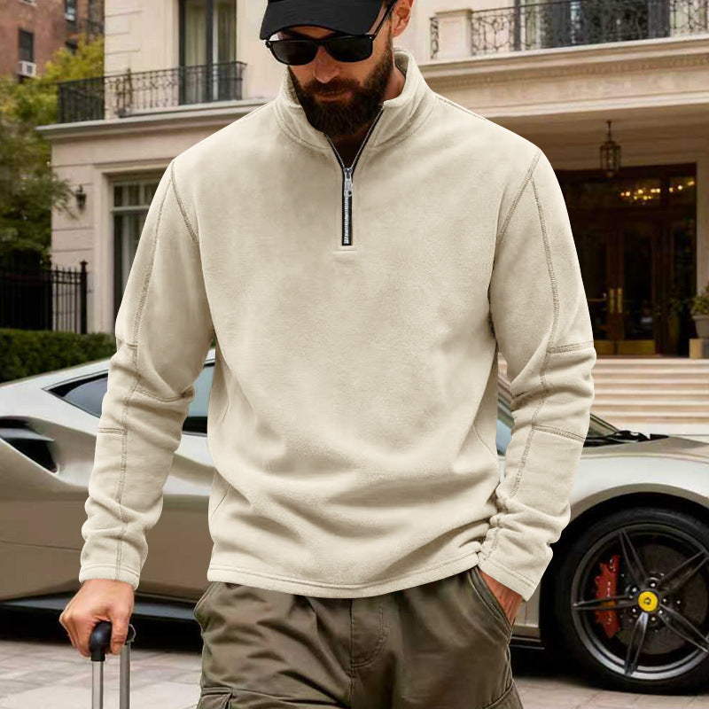 Herren Halbzip-Sweatshirt mit Stehkragen und markanten Nahtdetails – Cavarno