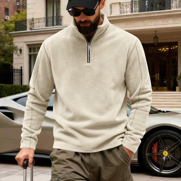 Herren Halbzip-Sweatshirt mit Stehkragen und markanten Nahtdetails – Cavarno