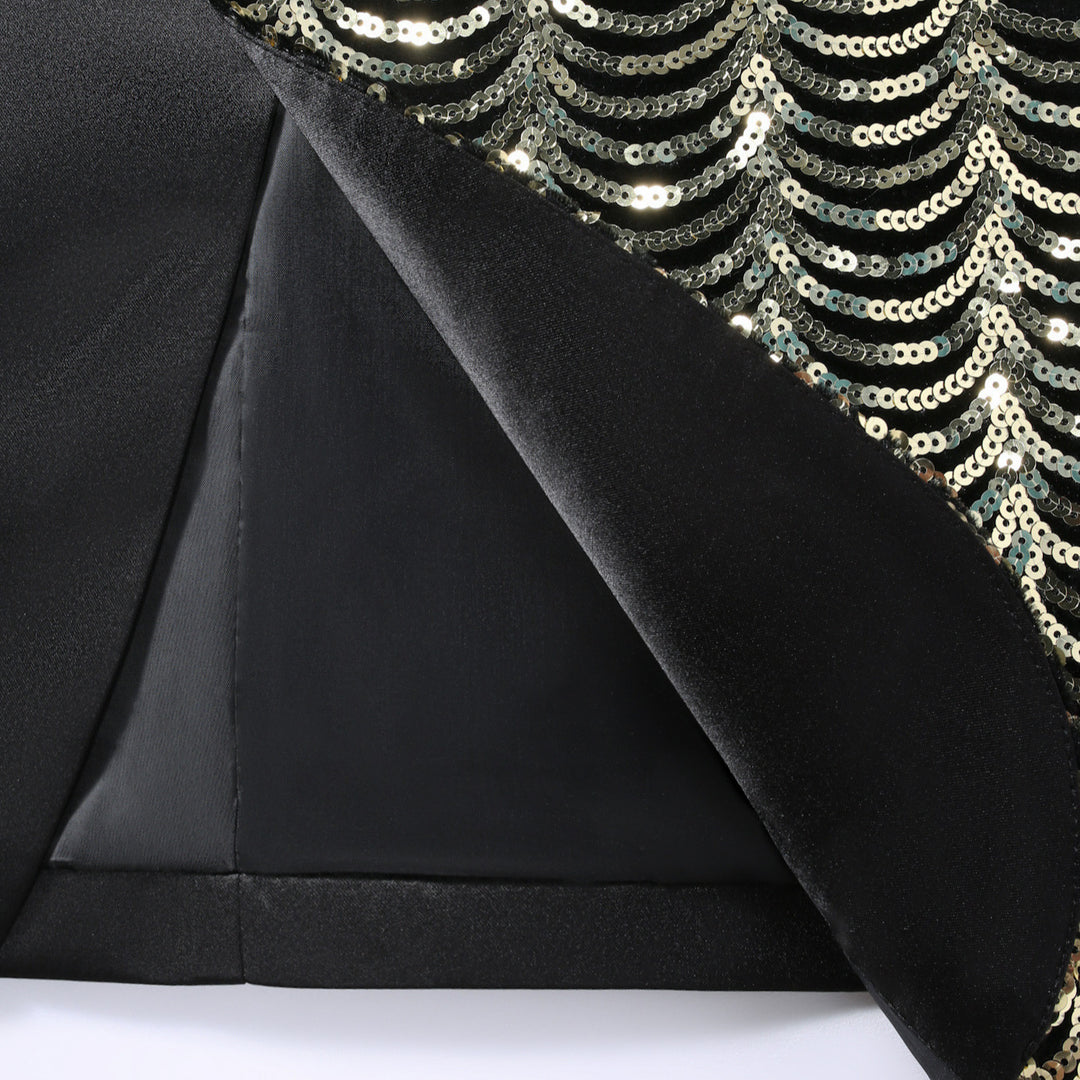 Herren eleganter Glitzerblazer mit asymmetrischem Design Echoarchiv
