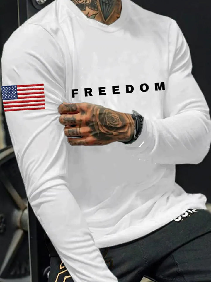Herren Langarmshirt mit amerikanischem Flaggenmotiv Echoarchiv