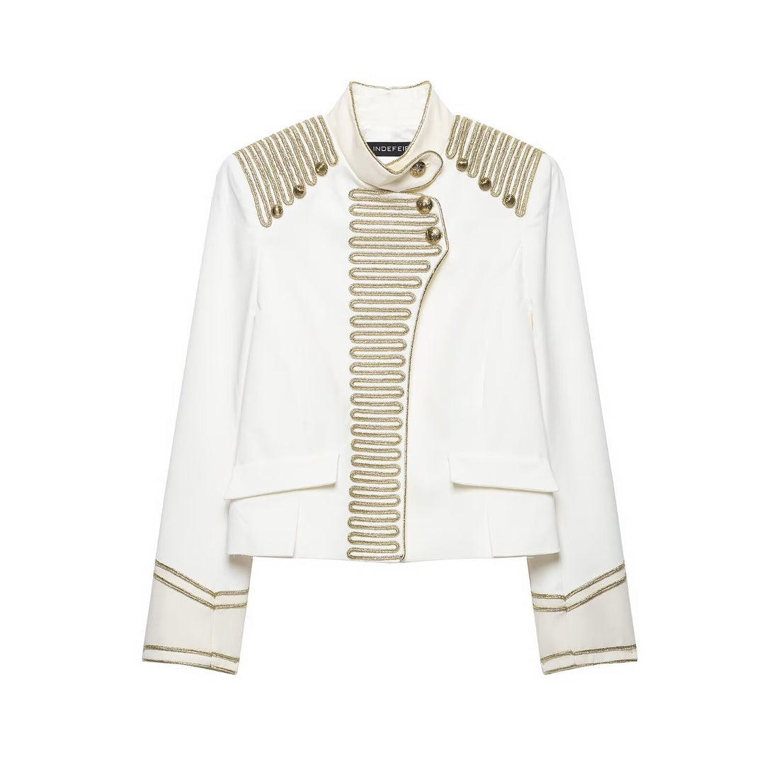 Damen Militärinspirierte Kurzjacke mit goldener Kordelverzierung und Samtmanschetten Echoarchiv
