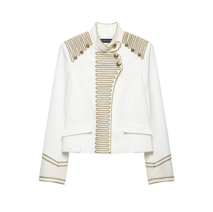 Damen Militärinspirierte Kurzjacke mit goldener Kordelverzierung und Samtmanschetten Echoarchiv