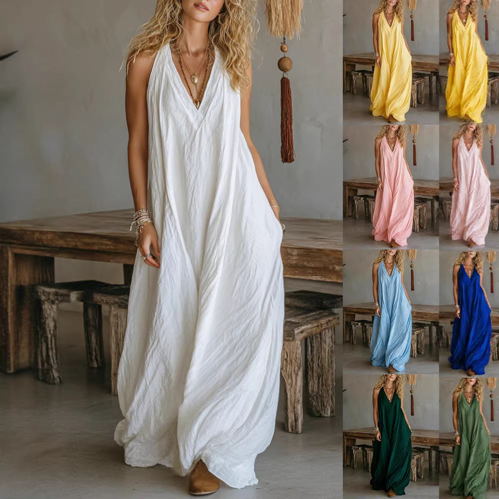 Damen Luftiges Maxikleid mit tiefem V-Ausschnitt Echo Archiv