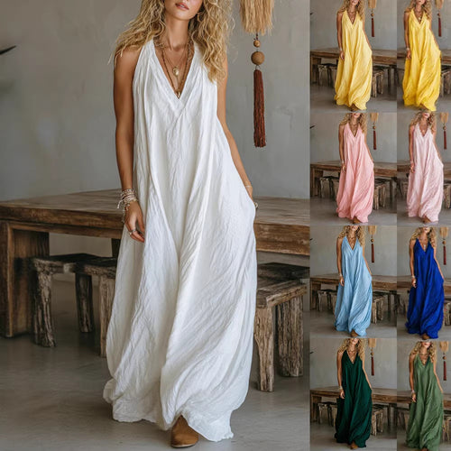 Damen Luftiges Maxikleid mit tiefem V-Ausschnitt Echo Archiv