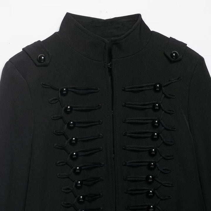 Damen Cropped Militärblazer mit Stehkragen und dekorativen Froschverschlüssen Echo Archiv