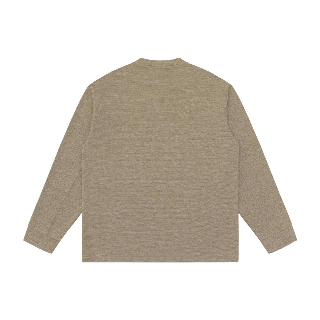Unisex Strukturierter Henley-Pullover mit kurzem Knopfkragen und Oversize-Schnitt Echoarchiv