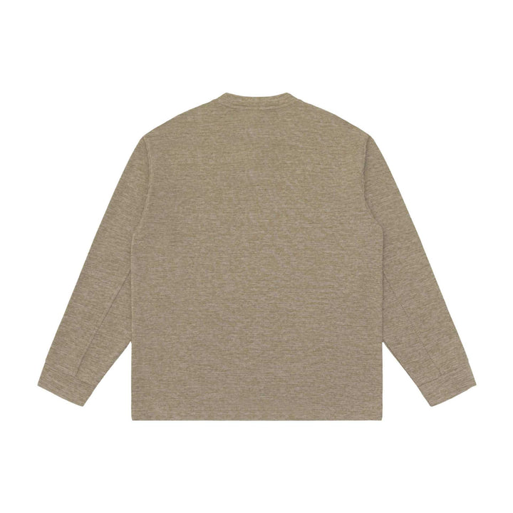 Unisex Strukturierter Henley-Pullover mit kurzem Knopfkragen und Oversize-Schnitt Echoarchiv