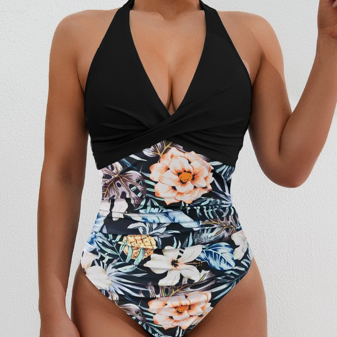 Damen Hochwertiger Einteiler-Badeanzug mit floralem Schnitt und raffiniertem Wickeldesign Echo Archiv