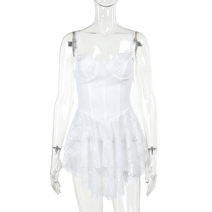 Damen figurbetontes Minikleid mit Spitzenoberteil und schwingendem Rock Echo Archiv