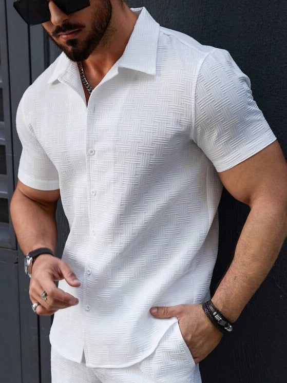 Herren Kurzarm Hemd mit strukturiertem Design Echoarchiv