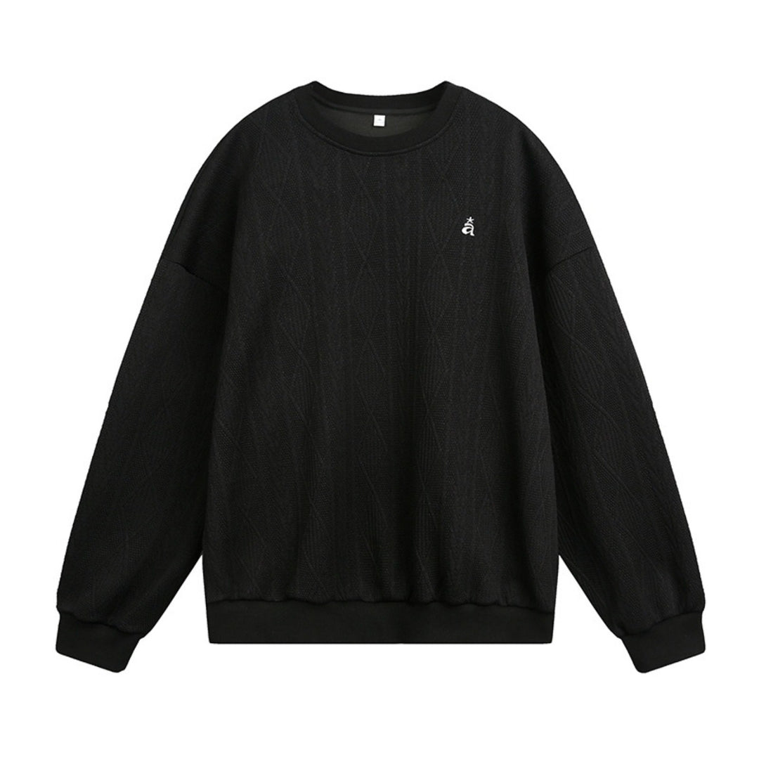 Unisex Strukturiertes Oversize Rundhals‑Sweatshirt mit Zopfmuster und geripptem Saum Echo Archiv