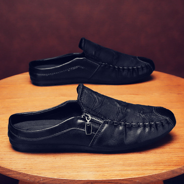 Herren Mokassin-Slipper aus Leder mit seitlichem Reißverschluss und gepolstertem Fußbett – Tavélo