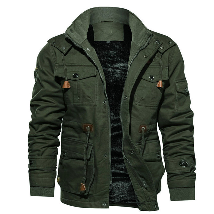 Herren Gefütterte Canvas-Utility-Parka mit Teddyfleece-Innenfutter und Mehrfachtaschen Echoarchiv