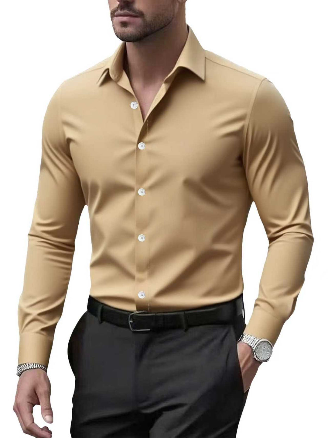 Herren-Businesshemd mit langen Ärmeln, Slim-Fit, Echoarchiv
