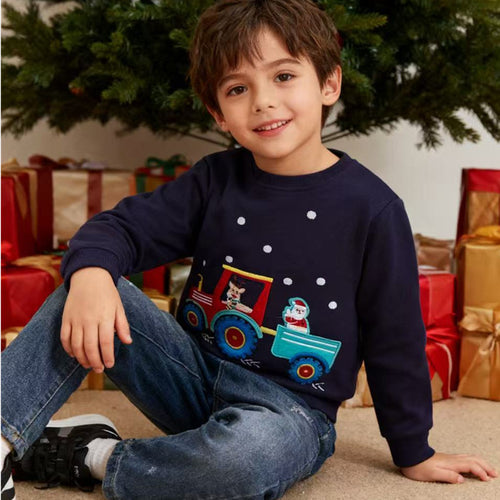 Jungen Sweatshirt mit fröhlichem Traktor- und Weihnachtsmotiv Echo Archiv