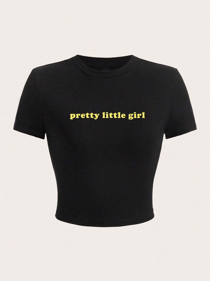 Damen Crop-T-Shirt mit inspirierendem Aufdruck und figurbetontem Schnitt Echo Archiv