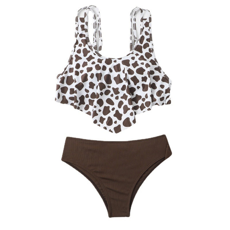 Damen Bikini-Set mit modischem Volant-Oberteil und hoher Taille Echo Archiv