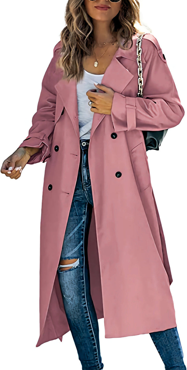 Damen legerer Trenchcoat mit Gürteldesign und stylischen Knöpfen Echoarchiv