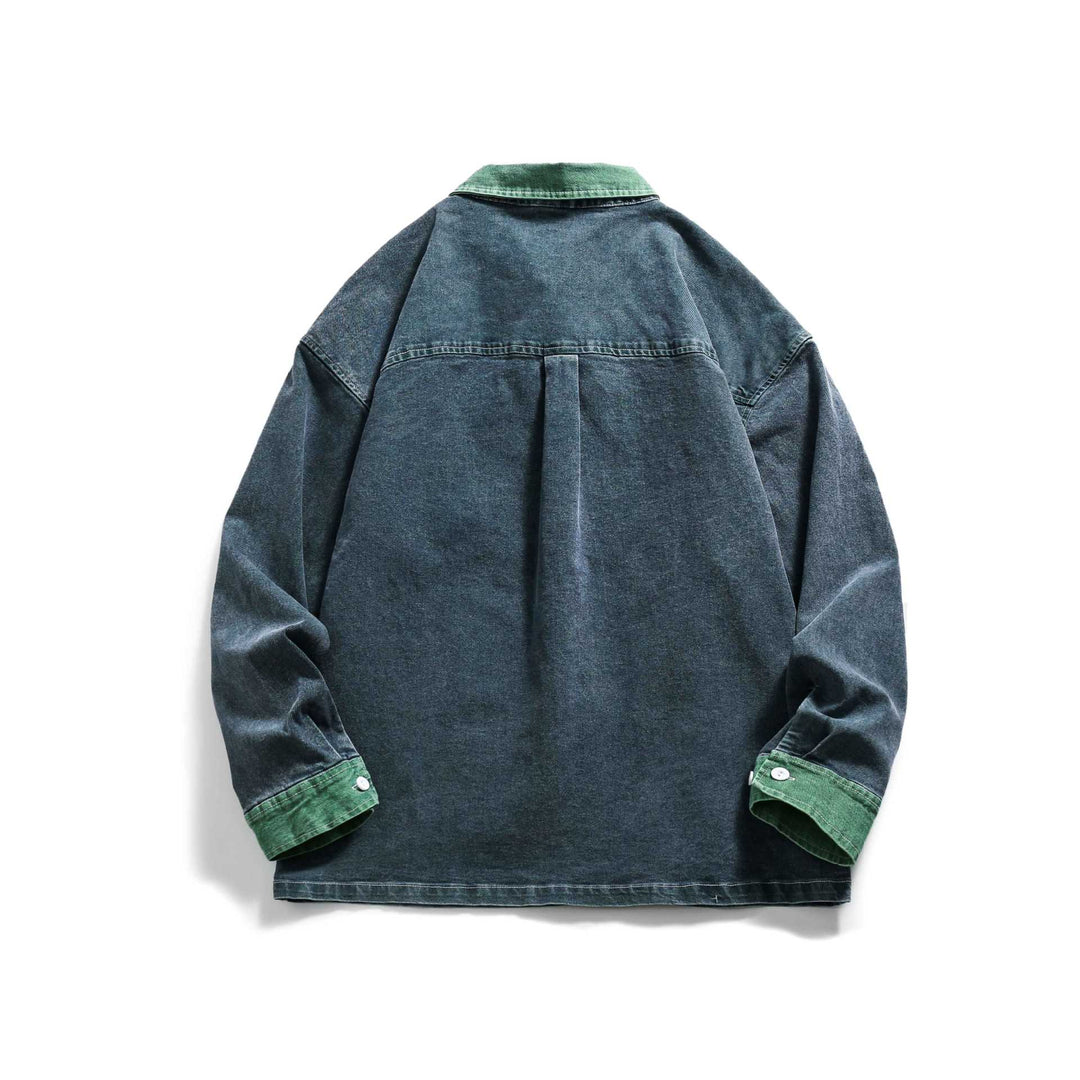 Herren Jeanshemdjacke im Oversize-Schnitt mit ausgefranster Brusttasche Echoarchiv